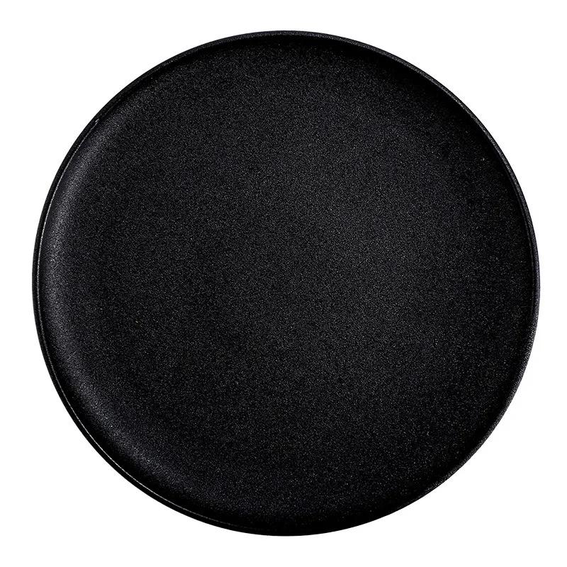 Simple Ins Wind Tableware Black Frosted Ceramic Plate Round Square Western Plate Steak Plate  Household Dinner Plates
