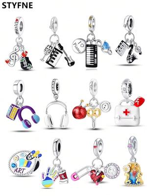 Charms Plata Copper Colors Musical Piano Beads Charm Pendant For Original Bracelet For Women Diy Jewelry Love Gift
