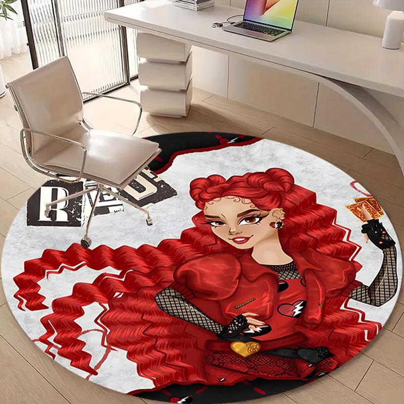1pc Descendants The Rise of Red1 Design Printed Area Round Carpet for Bedroom Living Room Home Decor Rugs Mat Non Slip Mat Rug for Bedside