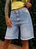 Shorts vaqueros ajustados casuales para mujer 2026 con dobladillo deshilachado