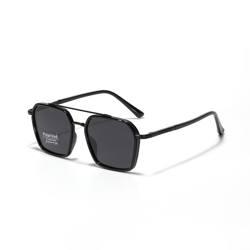 Gafas Tr90 Aro Metálico Cuadradas Doble Puente Gafas de Sol para Hombre Gafas Polarizadas Montura Grande Gafas Tac para Mujer