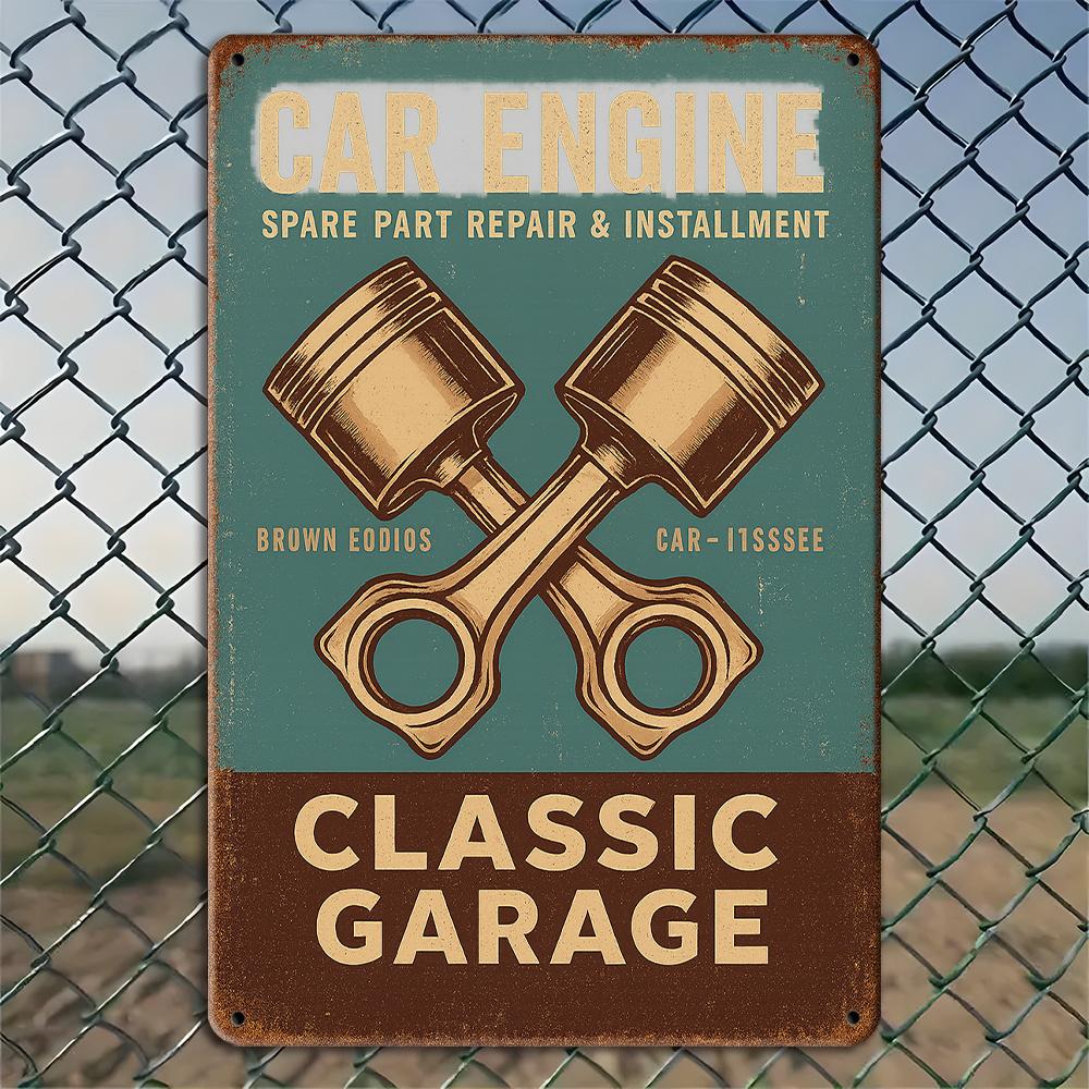 

Vintage Car Engine Sign - Aluminum Wall Art for Garage & Man Cave Decor чистый