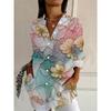 Spring and Autumn 3D Digital Print Women's Fashionable Collared Long Sleeve Casual Shirt