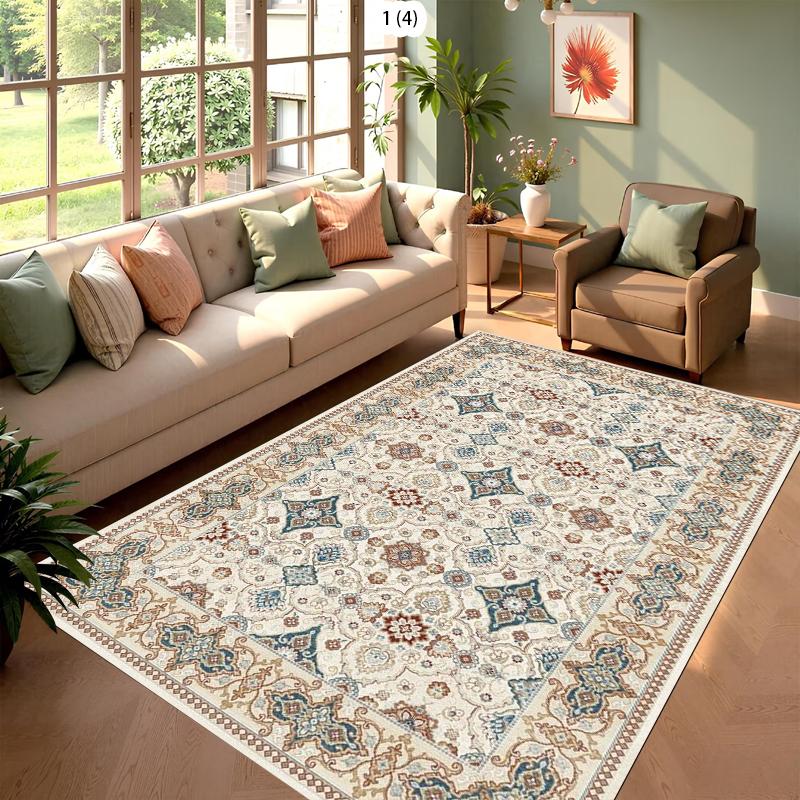

3D Geometric Flower Carpet Mat Rug Home Decoration Living Room Bedroom Floor Decor Retro Medallion Art Deco Style Non Slip Rugs 40x60cm