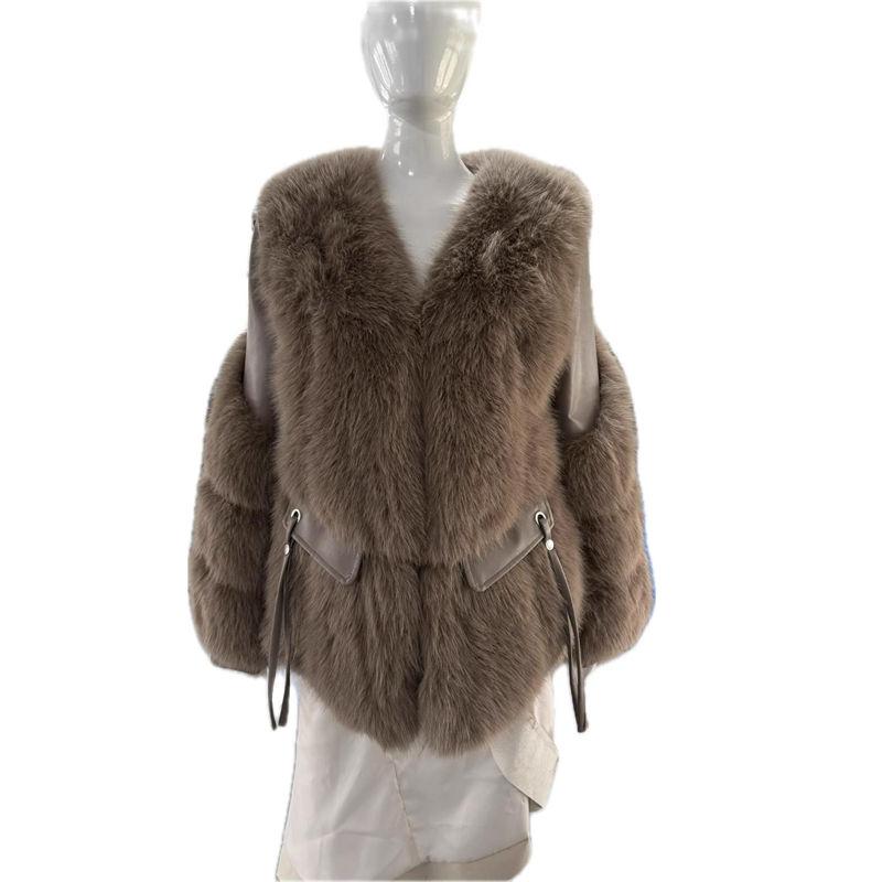 Fashion Sheepskin Coat Genuine Womens Fox Fur Winter