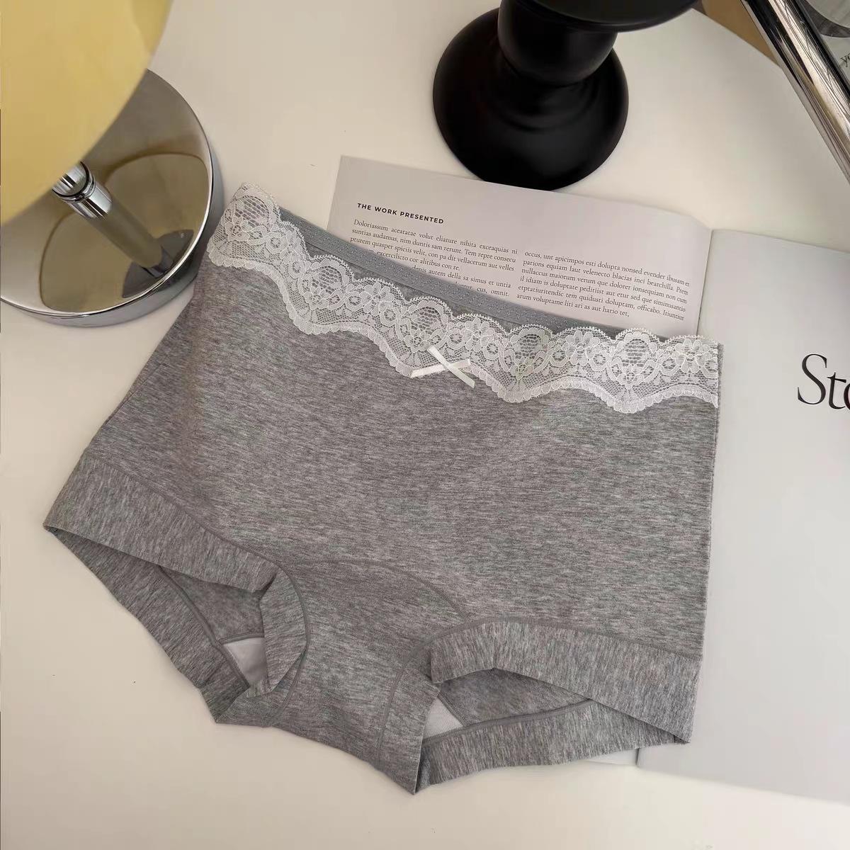 

Antibacterial Women s Boxer Briefs: Pure Xinjiang Long-Staple Cotton, Extended Crotch, Lace Trim, Hip-Hugging Fit L [100-130 lbs]