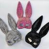 Sequin Bunny Mask Glamorous Animal Masquerade Costume For Halloween Party Stage Performance Photo Prop For Adults Teens Cute