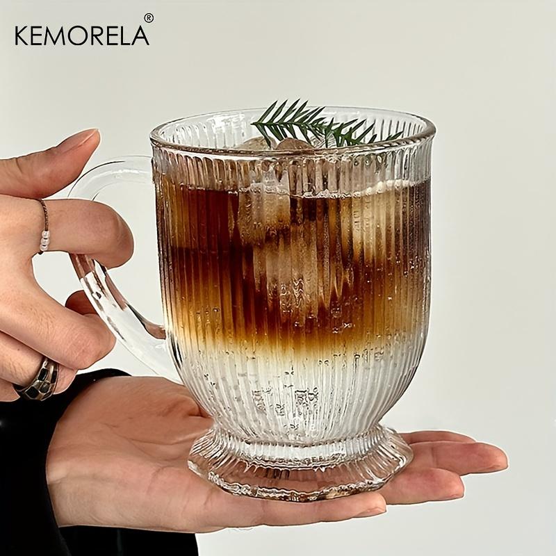 

KEMORELA Large Capacity Glass Water Cup Set of 1/2 for Iced Coffee Juice Cocktail Whiskey Valentine s Day Gift Idea 301-400ml