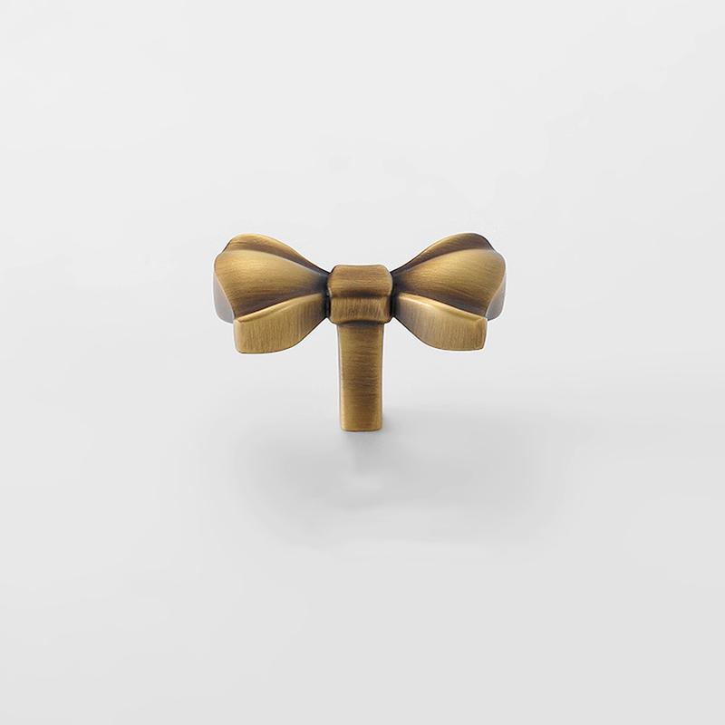 1pc Elegant Pure Brass Bow Tie Shaped Drawer Knobs Cabinet Handles Wardrobe Pulls Furniture Hardware