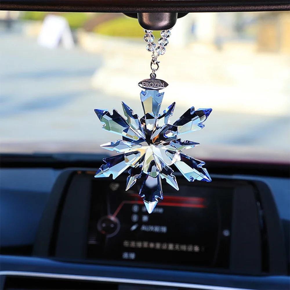 Car Rearview Mirror Pendant Car Interior Modeling Crystal Ball Ornaments Car Decoration Crystal Snowflake Car Ornaments