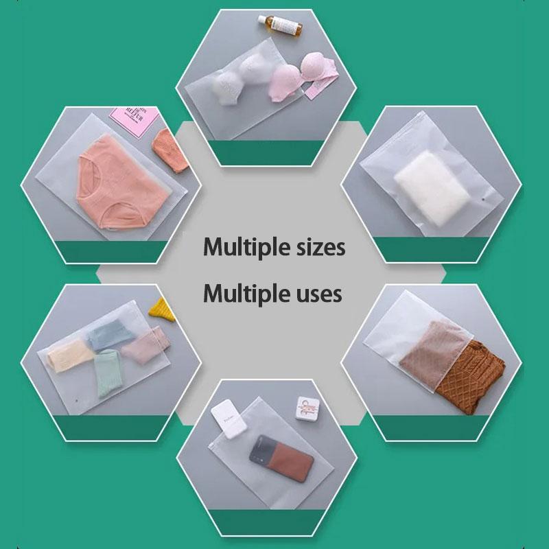 50pcs Clothing Zipper Packaging Bag One Side Frost One Side Clear PE Pull Lock Plastic Storage Bag Thick Clothes Pack Bags