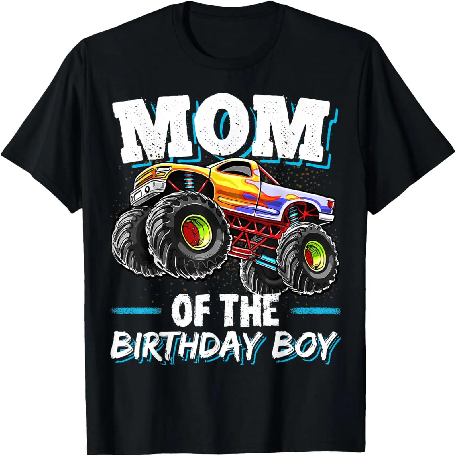 Mom of the Birthday Boy Monster Truck Birthday Novelty Gift T-Shirt S