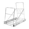Pull Out Trash Can Holder Under Cabinet Sliding Garbage Can Organizer Stainless Steel Extendable for 30 40 Quart Bins