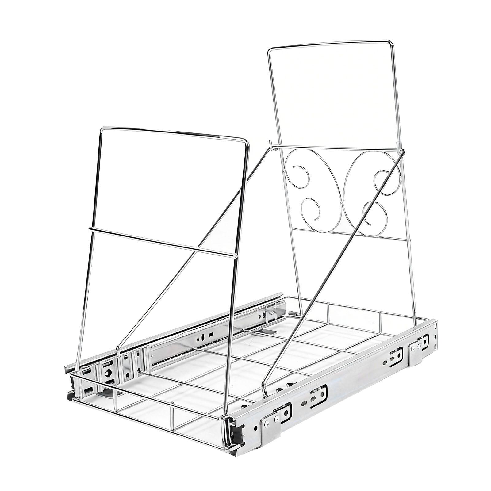 

Pull Out Trash Can Holder Under Cabinet Sliding Garbage Can Organizer Stainless Steel Extendable for 30 40 Quart Bins