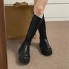 French Black Small Heightening Thick-soled Boots Winter New Retro Slim Tall Knight Boots