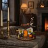 Halloween Witch House Ornament, Decorative Desktop Halloween Ornaments with Black Cats Pumpkin Lanterns Magic Brooms for Party Table Decorations and