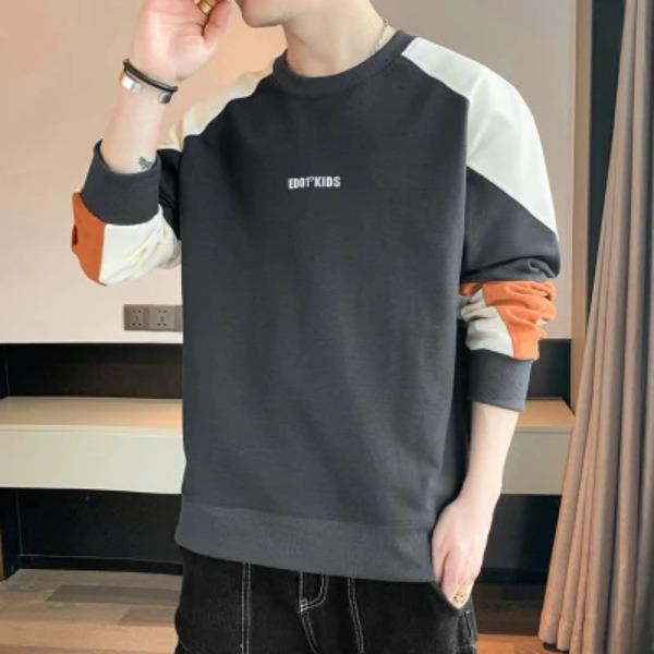Herren Neu Frühling und Herbst Sweatshirt Trendig Locker Jugend Student Langarm T-Shirt Herren Freizeit und Vielseitig