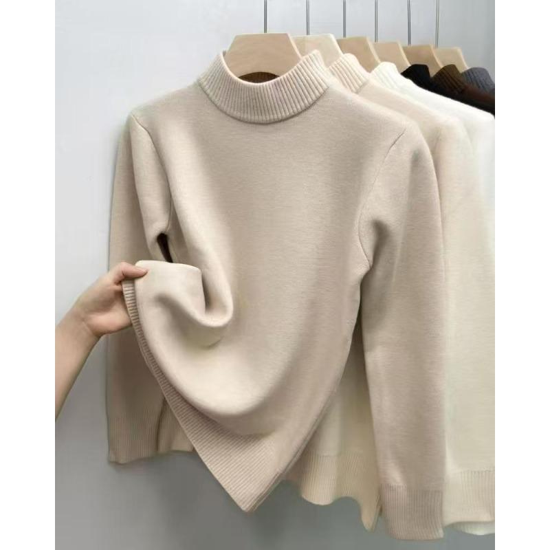 VEZFAA Женская мода Повседневный Осень Зима Однотонный Принт Длинный Рукав О-Образным Вырезом Свитера XL верблюд