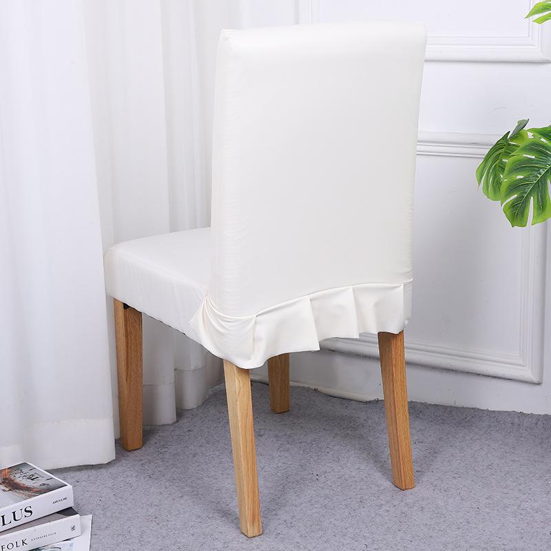 

PU Leather Chair Backrest Cover Solid Color Elastic Waterproof Wear-resistant Oil Resistant Home And Hotel Dining Chair Covers