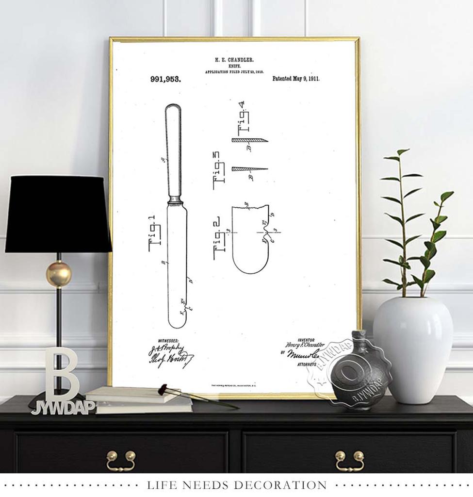 Knifes Forks Goblet Spoon Dinner Plate Print Poster Kitchen Dining Room Teaspoons Wall Picture Home Decor Canvas Painting No Frame