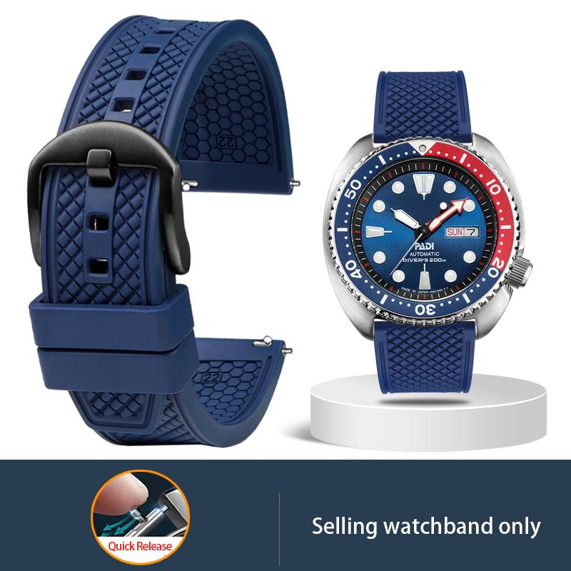 Premium-Grade Fluororubber Watch Strap 21mm 20mm 22mm For Seiko SRP777J1New Watch Band Diving Waterproof Bracelet Black Color