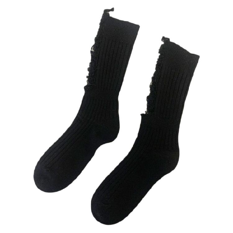 Ripped Socks for Women Harajuku Gothic Punk Distressed Broken Holes Beggar Socks 1 чёрный