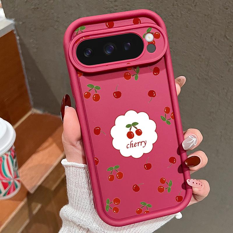 Cute Large Cherry Soft TPU Phone Protector Case For Google Pixel 8 Pro 8A 9 Pro XL Shockproof Silicone Cover For Pixel 9 8 Pro