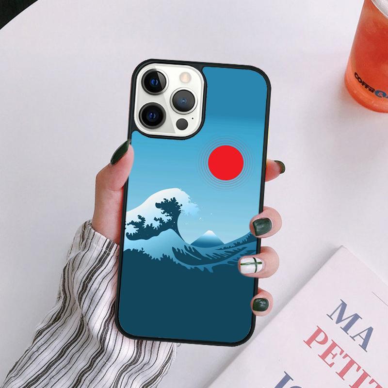 Japanese Wave Art Phone Case For iPhone 17 Air 14 13 12 16Pro Max 15  Plus Cover Shell Max Coque