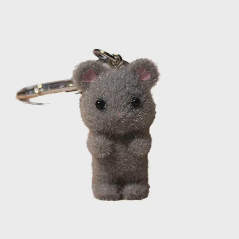 Beflockter Feenmaus-Schlüsselanhänger: Niedliches 3D Tierornament für Taschen