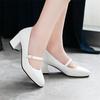 High Quality Soft Leather Solid Color Women Pumps 2025 Summer New Style Thick Heels Fashion High-heeled Women's Shoes Size 32-45