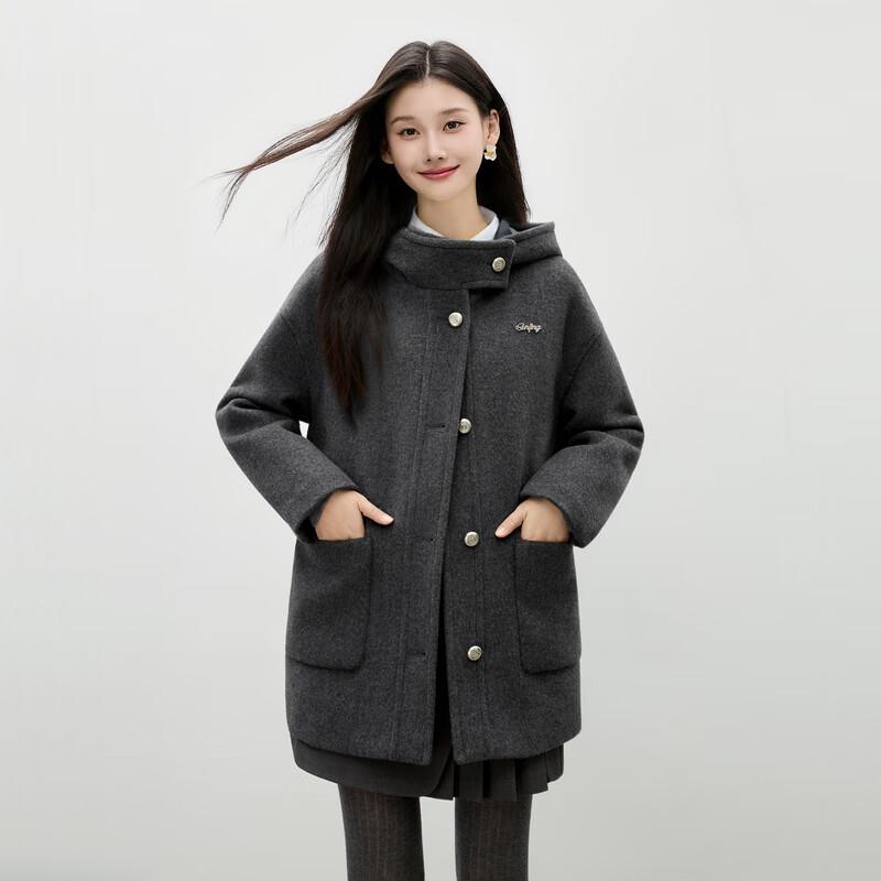 Qiusy Yiren Elegant Commuter Hooded Wool Blend Coat