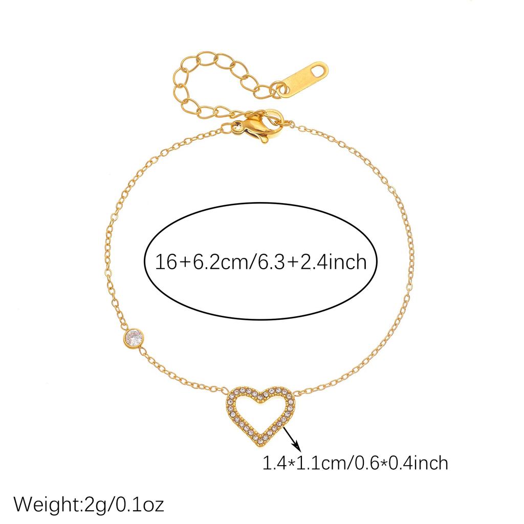 316L Stainless Steel White Zircon Love Heart Charm Adjustable Bracelet For Women Girl Fashion New Jewelry Gift Party Holiday
