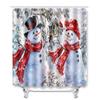 Christmas Shower Curtain Floor Mat Combination Four-Piece Set Bathroom Toilet Carpet Shower Room Mat Foot Mat