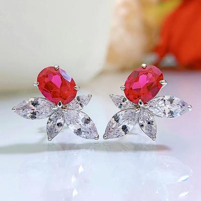 925 Sterling Silber 3ex 3ct Vvs Rubin Synthetischer Moissanite Edelstein Hochzeit Tropfen Ohrringe Für Frauen Geschenk