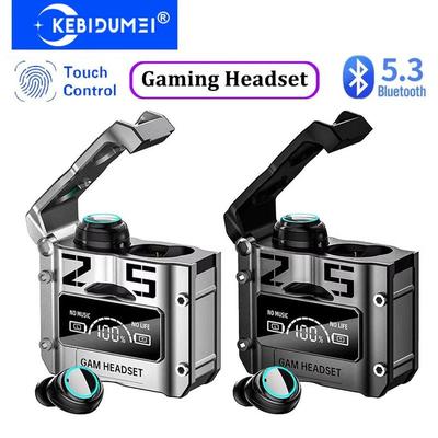 Bluetooth 5.3-oortelefoons Gaming-headsets met lage latentie Draadloze hoofdtelefoons LED HiFi-stereo Sport Ruisonderdrukking Oordopjes met aanraakbediening