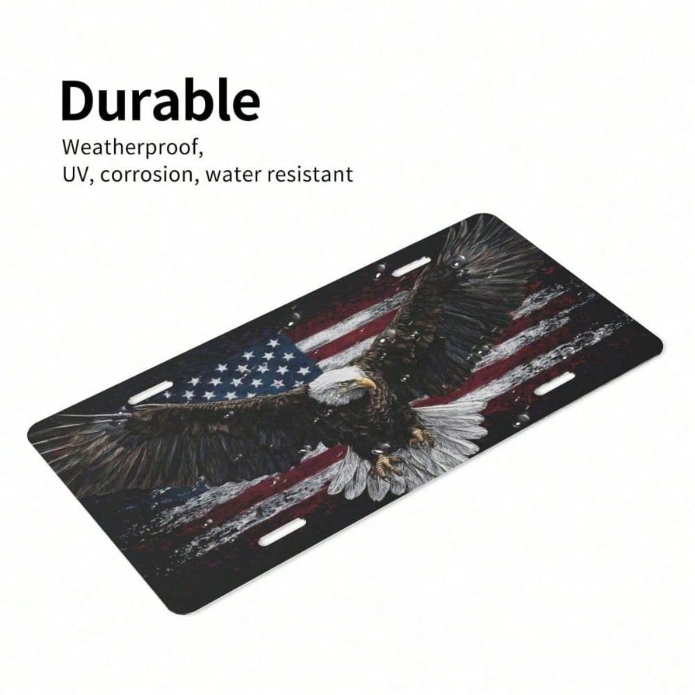American Flag Black Eagles License Plate 12x6 Inch, Funny Aluminum Car Tag, Bold Patriotic Design Vanity Plate for Truck SUV RV