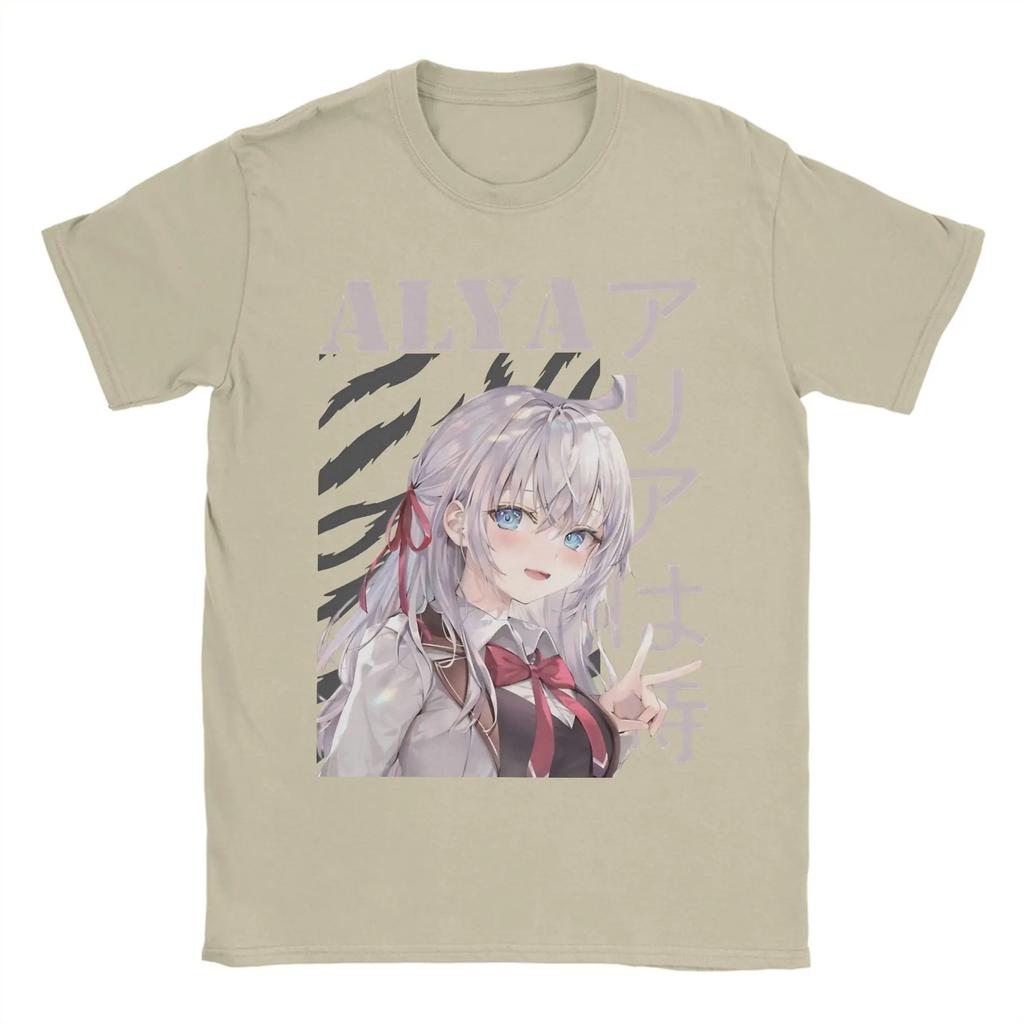 Alya Sometimes Hides Her Feelings in Russian Graphic Printing T Shirts Men Women Pure Cotton Tee Shirt Clothes