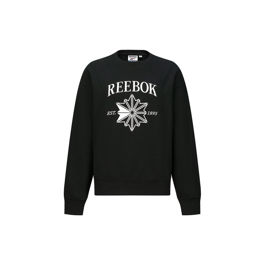 Reebok Comfortable Fashionable Versatile Retro Sports Letter Print Pullover Long Sleeve American Sweatshirt Women Sweatshirt Black 24FRM304WGH0