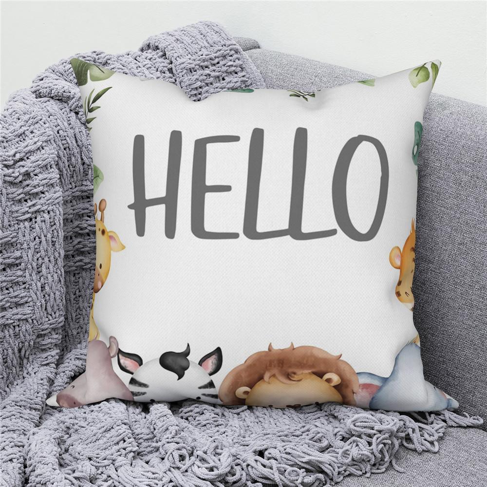 White Throw Pillow Cover Home Decor Sofa Decorative   Cartoon Animal Cushion