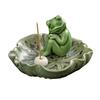 Meditation Frog Incense Stick Holder Ceramics Lotus Leaf Sitting Frog
