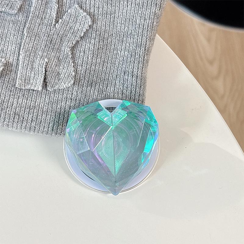 Vibrant Rhombus Heart Magnetic Phone Holder – Transparent, Adhesive, Portable, Perfect for Desktop Drama Viewing