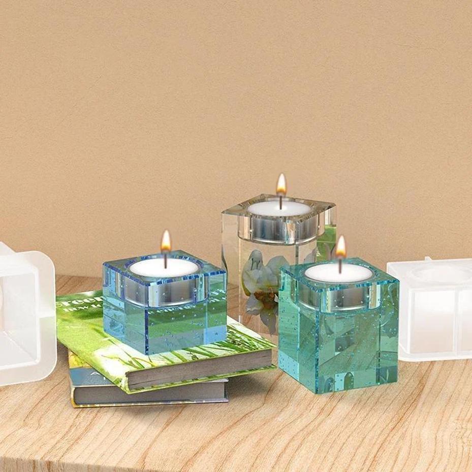 1 Pcs DIY Crystal Epoxy Mold Candle Mold Square Candle Holder Swing Table Is Easy To Use