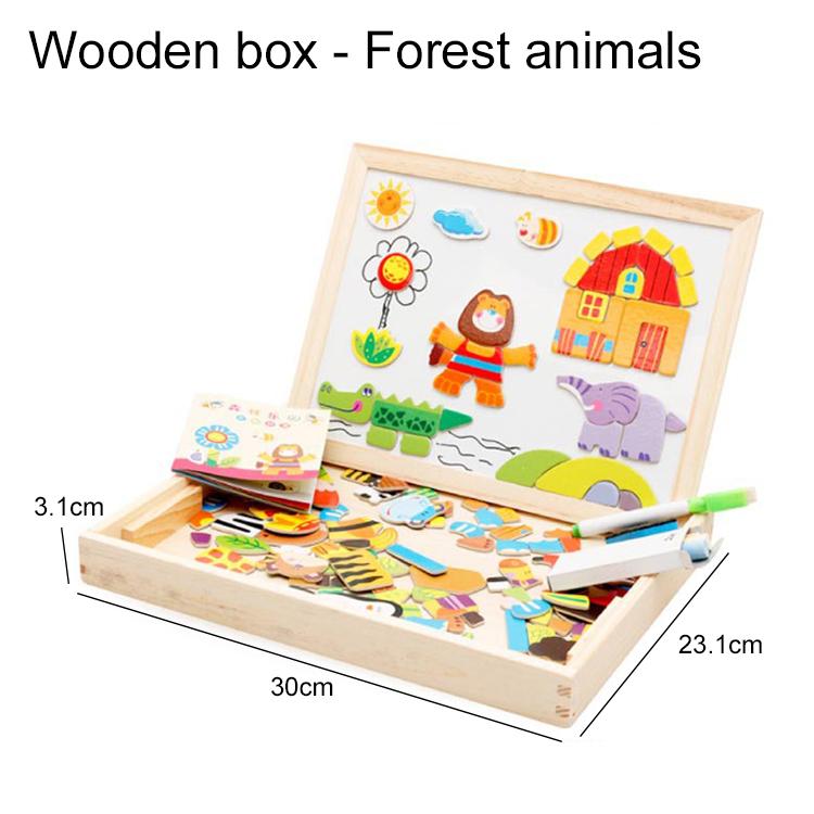 Çocuk Ahşap Çok Fonksiyonlu Hayvan Yapboz Çizim Oyuncak Tahtası Karatahta Manyetik Yazı Çocuk Öğrenme Eğitim Oyuncakları TMZ