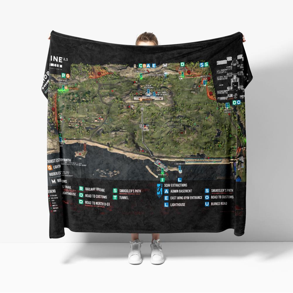 Escape from Tarkov Scav PMC Mappa Coperta di Flanella Decorazione Coperte Creative Accogliente Morbida Leggera per Divano