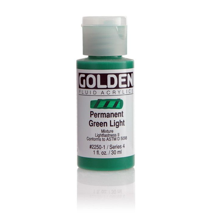 Peinture Acrylique Liquide - GOLDEN - Permanent Green Light - 30ml - Haute résistance - Professionnel