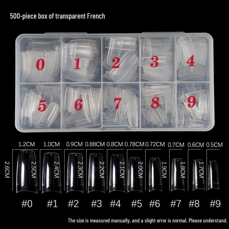 500-Piece Transparent & Natural/French White Nail Tips – Full & Half Cover