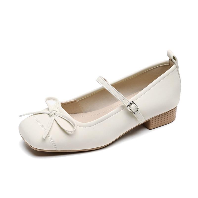 Women's Shoes with A Square Toe Thick Heel Single Toe and Shallow Opening