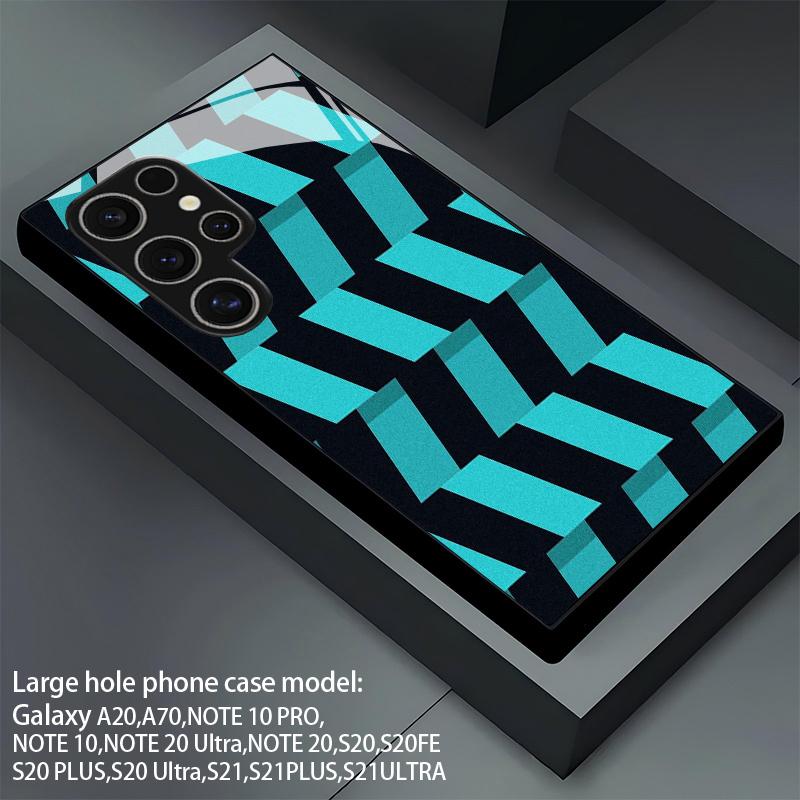 Blue Diagonal Pattern 2D Phone Case for Samsung S26 S25 S24 S23 S22 S21 S20 A56 A36 A16 - Glass Protective Cover