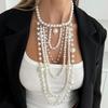 Ingemark Boho Luxury Multi-Layer Imitation Pearls Pendant Necklaces Women Exquisite Silver Color Chain 2026 New Year Jewellery