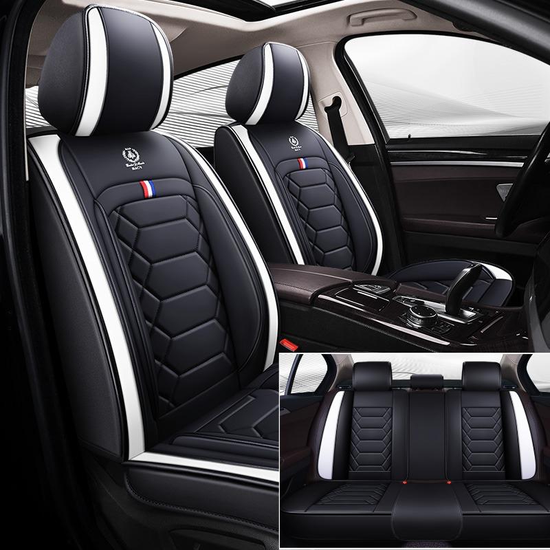 5-Seat Full Car PU Leather Seat Covers 3D Diamond Stitching Soft Comfortable Non-Slip Fit Most Cars All Season